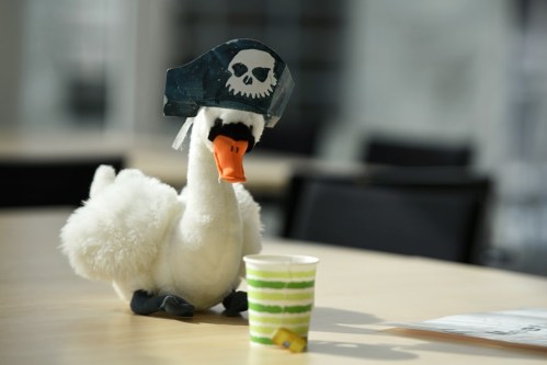 I Tried to find a picture with Nina and Olli with their clothes on but couldn't. So, here's Archie guarding a mug of rum.